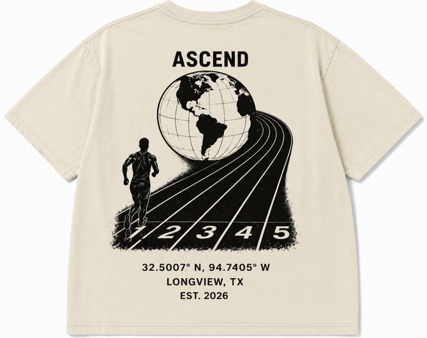 ASCEND TRACK GRAPHIC TEE — CREAM back view