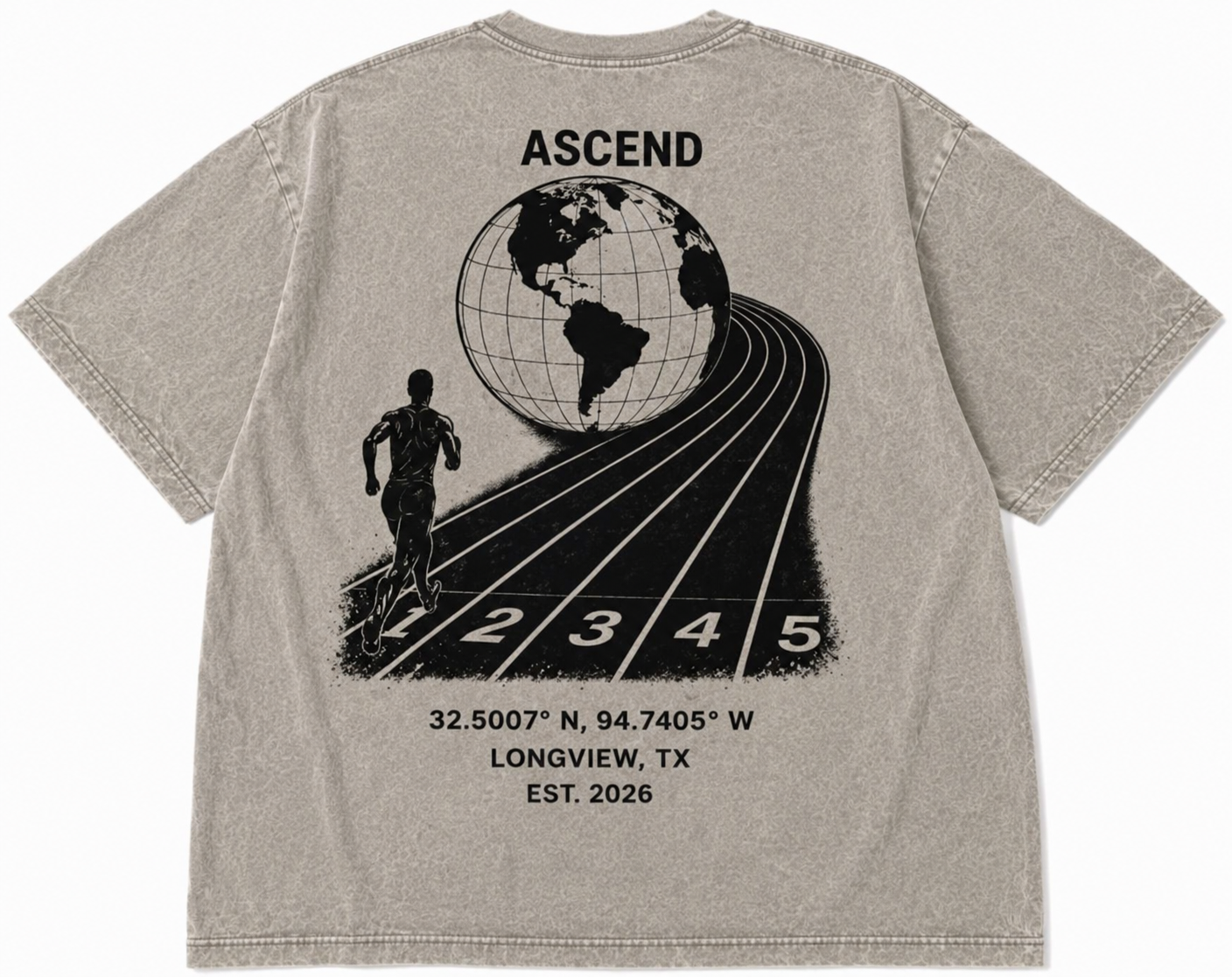 ASCEND TRACK GRAPHIC TEE — VINTAGE GRAY back view